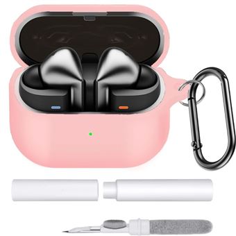 kit limpeza e Capa estojo silicone Antiimpacto para Samsung Galaxy Buds 3 | Rosa - 1