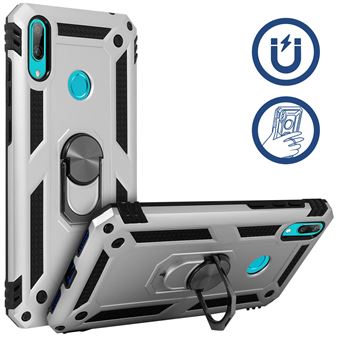 Capa Protetora Avizar para Huawei Y7 2019 Com Suporte em Anel Magnético Prata