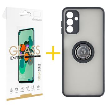 Pack 1 x Película de Vidro Temperado 2.5D + Capa skyhe para Samsung Galaxy A36 5G | Gel Bumper Ring | Preto - 1