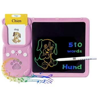 Cartões Flash Falantes com Quadro Mágico para Crianças CO-Phénix | 510 Palavras em Francês/Inglês | Rosa - 1