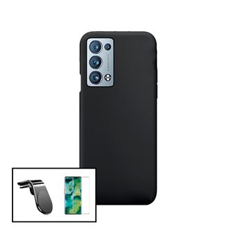 Kit Phonecare Película de Vidro 5D Full Cover + Capa Silicone Líquido + Suporte Magnético L Safe Driving Carro para Oppo Reno6 Pro+ 5G - 1