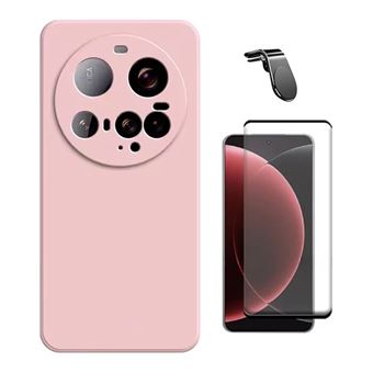 Kit Vidro Curved + Capa Silicone Líquido + Suporte L Phonecare para Xiaomi 15 Ultra | Rosa - 1