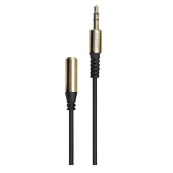 Cabo de Audio Auxiliar Jack 3.5mm M para Jack 3.5mm F Accetel AU104 - Preto/Dourado - 1