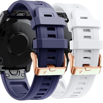 Pack 2 x Braceletes de Silicone com Fecho de Metal Antiimpacto para Garmin Instinct 2S - Roxo e Branco - 1