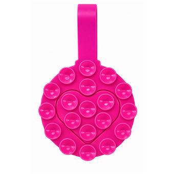 Suporte de Silicone com Ventosas Dupla Face para Telemóvel Flor Coração Skyhe YGJXPD | Rosa Choque - 1