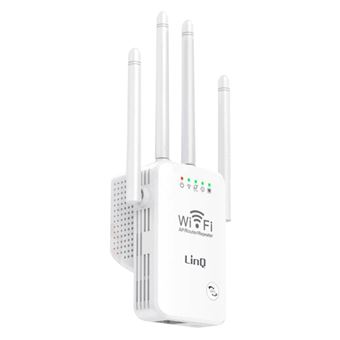 Extensor Wifi sem Fios LinQ | Longo Alcance | 300Mbps | 4 Antenas Ajustáveis - Branco - 1