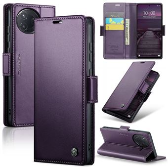Capa FOXDOCK para Xiaomi POCO F7 Ultra | Bloqueio RFID | Fecho Magnético | Flip | Pele | 3 Compartimentos para Cartões | Roxo - 1