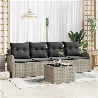 Conjunto de Sofá de Jardim vidaXL | Cinzento-claro 55 x 55 x 37 cm - 1