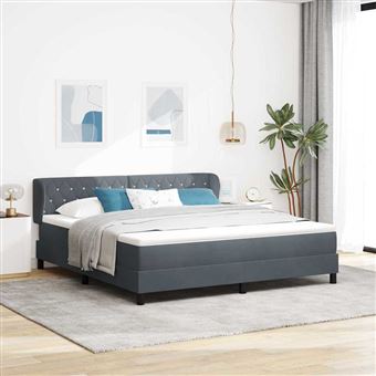 Cama Box com Colchão vidaXL | Cinzento escuro | 180 x 200 cm | Veludo - 1