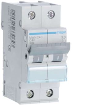 Disjuntor HAGER 2P 40A C 3KA 2M MWN240 - 1