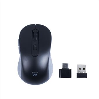 Rato Wireless Ewent Rato sem fios 2.4GHz USB-A com botões silenciosos e adaptador Type-C | 1600 DPI | Cinzento - 1