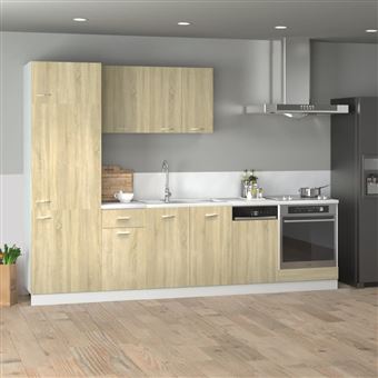 Conjunto móveis de cozinha vidaXL | 7 Peças | derivados de madeira carvalho sonoma - 1