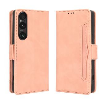 Capa FOXDOCK Protetora para Sony Xperia 1 V | Suporte e Flip de couro PU | À Prova de Choque | Rosa - 1