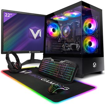 Computador Gaming Completo Vibox I-92 | 22" Monitor | AMD Ryzen 3 3200G 4,0 GHz | Radeon Vega 8 | 8 GB RAM | 480 GB SSD | Linux OS | WiFi - 1