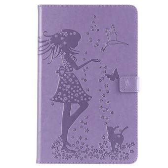Capa Magunivers PU menina e gato roxo para Samsung Galaxy Tab A 10.5 (2018) T590 T595 T597 - 1