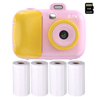 Câmara instantânea para crianças DUDAO DC503 | 2.7k | 42MP | 2,4" | 32G | + 4 rolos de papel de impressão | Rosa - 1