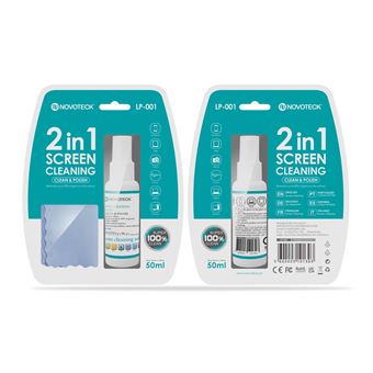 Kit de Limpeza para Telas LP-01 2 em 1 – Líquido 50ml com Pano de Microfibra | Elimina 99% dos Germes | Ideal para Dispositivos Eletrônicos - 1