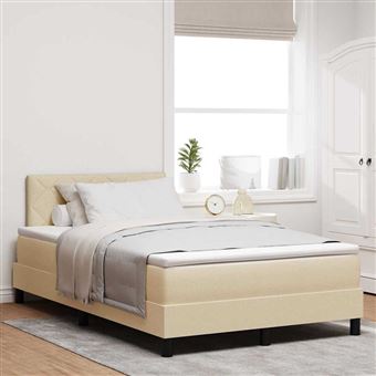 Cama Box com Colchão e Cabeceira vidaXL | Creme | 120 x 190 cm | tecido - 1