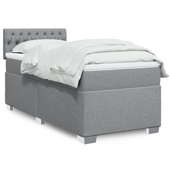 Cama com molas/colchão vidaXL | 90x190 cm | tecido cinzento-claro - 1