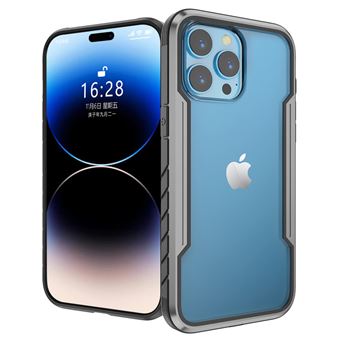 Capa de Silicone Nizzoe para iPhone 15 pro max ? Transparente Borda Cinzento-Preto - 1
