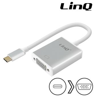Adaptador de Vídeo LinQ USB tipo C Macho a VGA a Modo de Hub Vídeo Prata - 1
