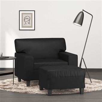 Poltrona com apoio de pés vidaXL | couro artificial 60 cm | preto - 1