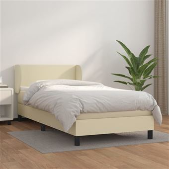 Cama com Molas e Colchão vidaXL | 100x200 cm | couro artificial cor creme - 1