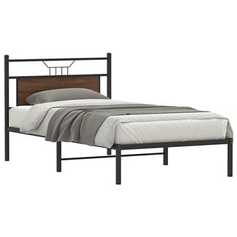 Estrutura para cama sem colchão vidaXL | 107x203 cm | carvalho castanho - 1