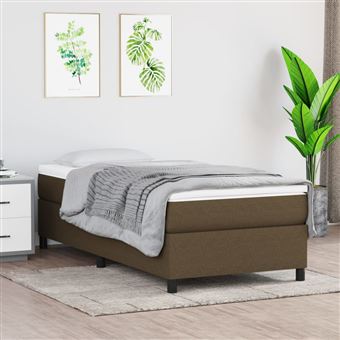 Cama com molas e colchão vidaXL | 80x200 cm | tecido castanho-escuro - 1
