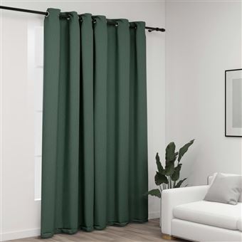 Cortina vidaXL opaca aspeto de linho com ilhós 290x245 cm verde - 1