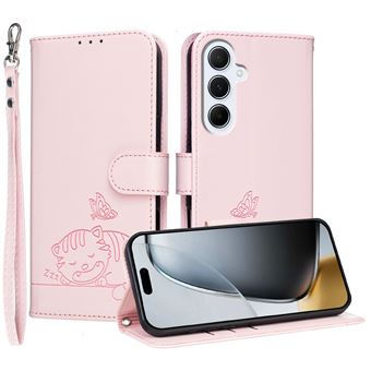 Capa FOXDOCK para Samsung Galaxy A56 | Flip | Bloqueio RFID | Fecho Magnético | Pele Sintética | Alça de Pulso Amovível | Rosa - 1
