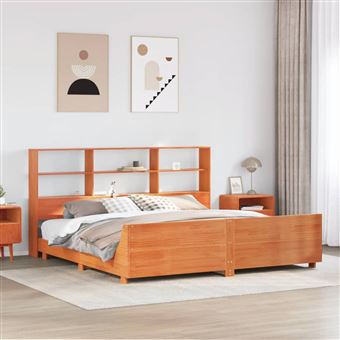 Cama Sem Colchão vidaXL | 200x200 cm | pinho maciço castanho-mel - 1