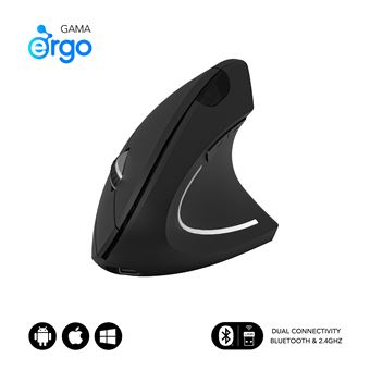 Rato SUBBLIM RATON OPTICO DUAL GLIDE VERTICAL ERGO DUAL BATERIA NEGRO | 1600 DPI | Preto - 1