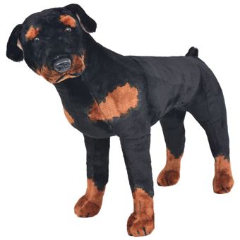 Brinquedo de Montar vidaXL Cão Rottweiler Peluche Preto e Castanho XXL - 1