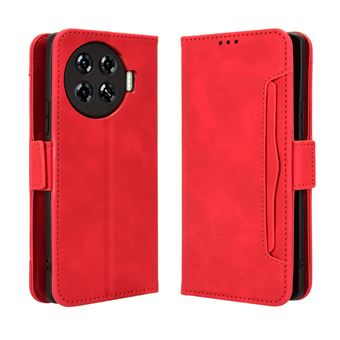 Capa FOXDOCK Protetora para Tecno Spark 20 Pro Plus 5G | Suporte e Flip de couro PU | À Prova de Choque | Vermelho - 1