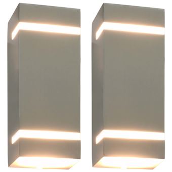 Conjunto de 2 Candeeiros de Parede Exterior VidaXL | 35 W Retangular Prateado - 1