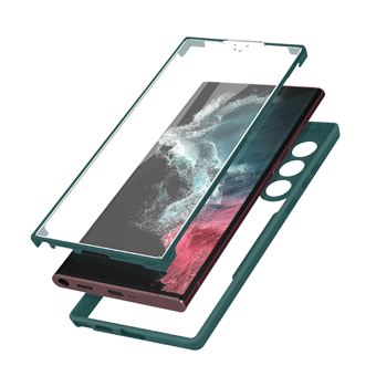 Capa Inteira Avizar Para Galaxy S22 Ultra Plexiglas Costas E Polímero Verde Contorno Frontal - 1