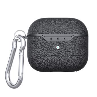 Capa e TPU Textura de lichia com Chaveiro Preto para AirPods 3 - 1