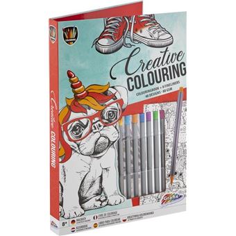 Livro Criativo para Colorir com 48 Designs + 8 Canetas de Escrita Fina Grafix | Bulldog - 1