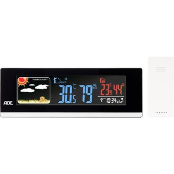 Estações meteorológicas digitais ADE WS 1601 Preto, Branco LED Bateria
