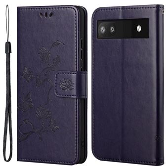 Capa PU borboletas e padrão floral com apoio, azul escuro Magunivers para Google Pixel 6a - 1
