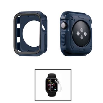 Kit Capa Military DoubleColor + Película de Hydrogel Phonecare para Apple Watch SE 3 - 40mm | Azul Escuro / Preto - 1