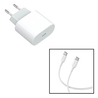 Kit Lekus Base Carregador Type C FastCharge 20W + Cabo de Carga 60W 3.0A 1m Type C - Type C com Tecnologia PD Lekus para Apple iPhone 15 Pro - Branco - 1