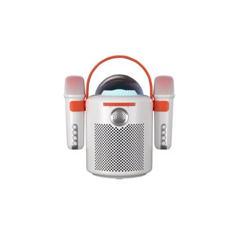 Coluna Bluetooth KLACK® com Luz RGB Karaoke | 2 Microfones - Branco - 1
