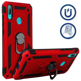 Capa Protetora Avizar para Huawei Y7 2019 Com Suporte em Anel Magnético Vermelho