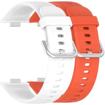 Pack 2x Bracelete em Silicone com Fecho de Metal Antiimpacto para Huawei Watch Fit 3 | Branco e Laranja - 1