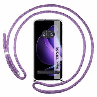Capa TUMUNDOSMARTPHONE Transparente para Oppo Reno 13FS 4G / 13 FS 5G com cordão roxo - 1