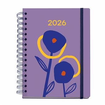 Agenda Semanal A5 2026 Espiral Miquelrius Plus Marf Organic Dualidad Floral com Elástico - 1