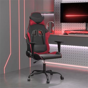 Cadeira de gaming vidaXL | couro artificial preto e vermelho tinto - 1