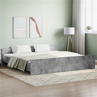 Estrutura cama com cabeceira e apoio Pés vidaXL | 180x200cm | cinza cimento - 1